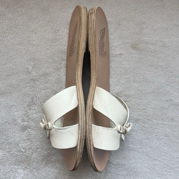Ancient Greek Sandals Anna Cream Leather Flat Sandal Women EU 41 US 10 Casual - Picture 7 of 16